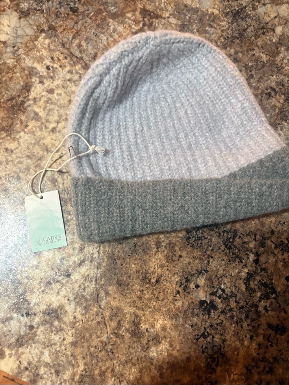Carve Designs Kids Light Pink and Gray Fold-Over Beanie